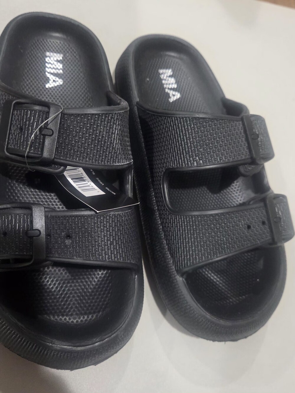 MIA Womens Black Adjustable Double-Strap Slide Sandals Size 7. - Picture 5 of 10